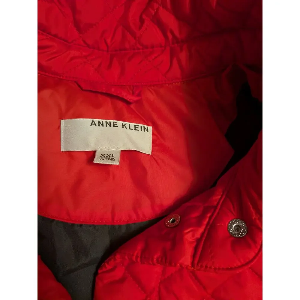 Anne Klein Ladies Midweight Quilted Jacket Metal Snap Front Closure